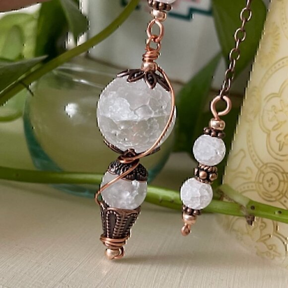 Handmade Quartz Crystal Copper Dowsing Pendulum - Picture 3 of 8